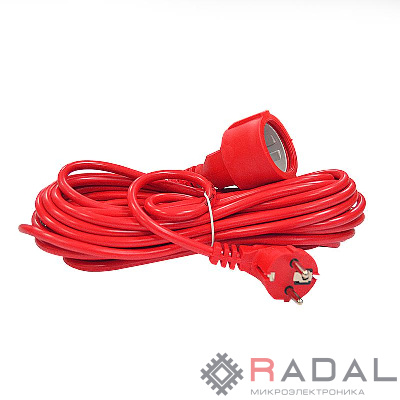 Удлинитель-шнур 1х10м с заземл. 16А IP20 3.5кВт ПВС 3х1.5 DOMTOK 2496