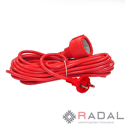 Удлинитель-шнур 1х10м без заземл. 10А IP20 2.2кВт ПВС 2х1 DOMTOK 2488