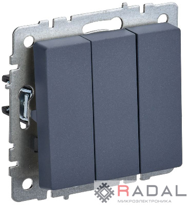 Выключатель 3-кл. СП BRITE ВС10-3-0-БрМ 10А маренго IEK BR-V30-0-10-K35