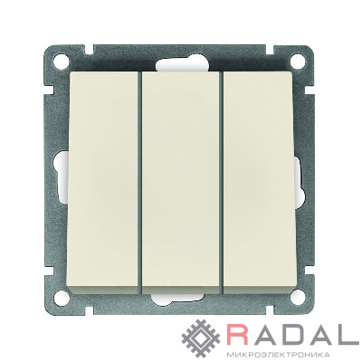 Выключатель 3-кл. СП Афина 10А IP20 механизм сл. кость (ivory) Universal A0043-I