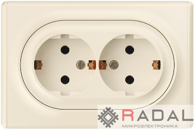 Розетка 2-м СП Florence 16А IP20 с заземл. винт. клеммы беж. 1E10401301 OneKeyElectro 2172790
