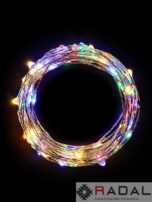 Гирлянда светодиодная "Разноцветные нити" 1.5м 30LED в виде капель мультиколор работает от 3хАА Космос KOCNL-EL114_multy