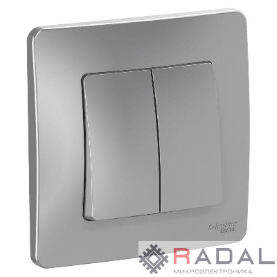 Выключатель 2-кл. СП Blanca 10А IP20 (сх. 5) 250В алюм. SchE BLNVS010503