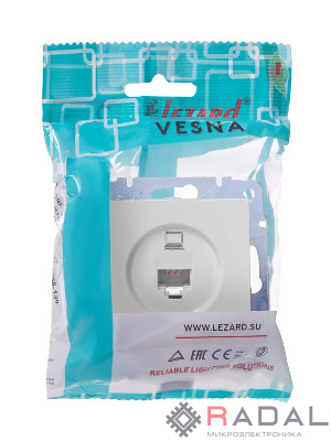 Розетка компьютерная 1-м СП Vesna механизм бел. LEZARD 742-0288-139