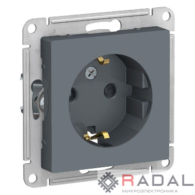 Механизм розетки 1-м СП AtlasDesign 16А IP20 с заземл. защ. шторки грифель SchE ATN000745