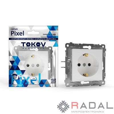 Розетка 1-м СП Pixel 16А IP20 с заземл. механизм бел. TOKOV ELECTRIC TKE-PX-R1Z-C01