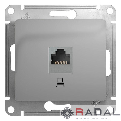 Механизм розетки комп. 1-м СП Glossa RJ45 CAT.5E алюм. SchE GSL000381K