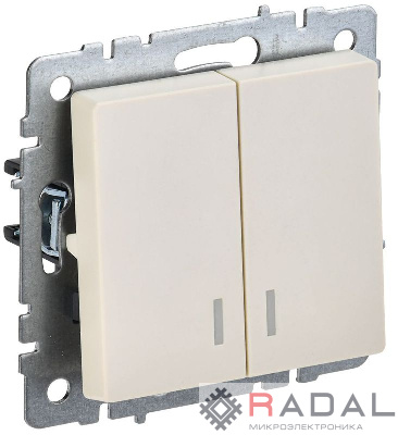 Выключатель 2-кл. СП BRITE ВС10-2-1-БрКр 10А с инд. беж. IEK BR-V20-1-10-K10