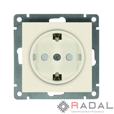 Розетка 1-м СП Афина 16А IP20 с заземл. защ. шторки механизм сл. кость (ivory) Universal A0049-I