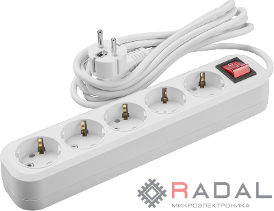 Удлинитель 5х5м с заземл. 16А IP20 90 812 OPE-S-05-500-ESC-3x1 с кнопкой бел. ОНЛАЙТ 90812