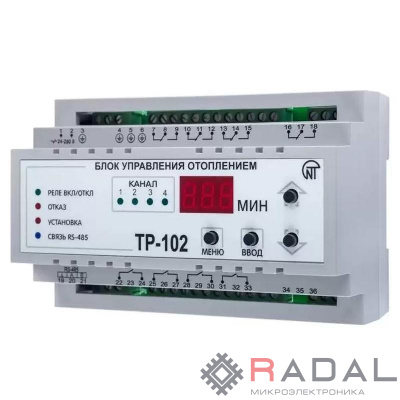Реле управления теплым полом ТР-102 совместим с NT Cloud 4 независимых канала Modbus НовАтек-Электро 3425606102