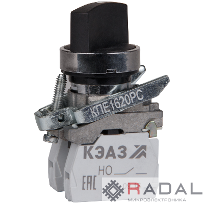 Переключатель КПЕ1620РС 2но+0нз ручка фикс 2поз IP65черн. КЭАЗ 248265