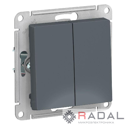 Механизм выключателя 2-кл. СП AtlasDesign 10А IP20 (сх. 5) 10AX грифель SchE ATN000751