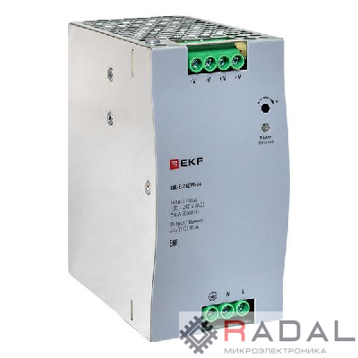 Блок питания на DIN-рейку 240Вт Uвх ~ 220В AC Uвых - 24В DC постоянного тока EKF DR-E-240W-24
