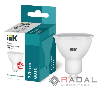 Лампа светодиодная ECO PAR16 софит 7Вт 230В 4000К GU10 IEK LLE-PAR16-7-230-40-GU10