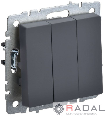 Выключатель 3-кл. СП BRITE ВС10-3-0-БрГ 10А графит IEK BR-V30-0-10-K53