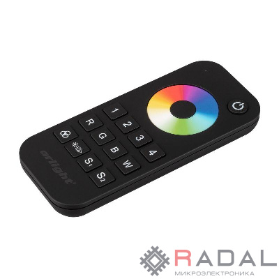 Пульт SMART-R26-RGBW Black (4 зоны 2.4G) (IP20 пластик 5 лет) Arlight 023477