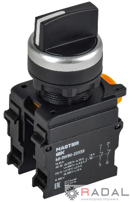 Переключатель 3 полож. 2НЗ возвратный черн. MASTER IEK MI-SW60-20X33-5-24-3-K02