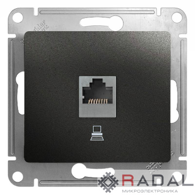 Механизм розетки комп. 1-м Glossa RJ45 CAT.5E антрацит SchE GSL000781K