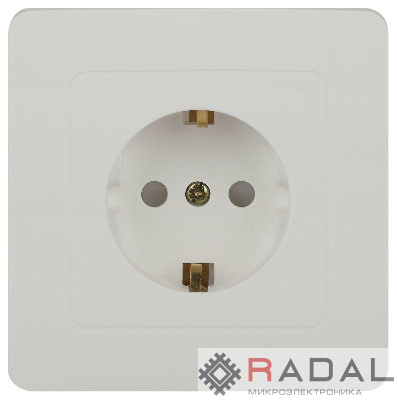 Розетка 1-м СП Style 7-206-01 16А 250В IP20 2P+E Schuko с заземл. защ. шторки бел. Intro Б0060623