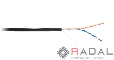 Кабель U/UTP кат.5 (класс D) 2 пары 100МГц ОЖ BC чистая медь внешн.PE до -40град.C черн. (305м) NETLAN EC-UU002-5-PE-BK