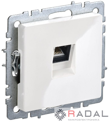 Розетка компьютерная СП RJ45 кат.5E BRITE РК10-БрБ бел. IEK BR-K10-1-K01