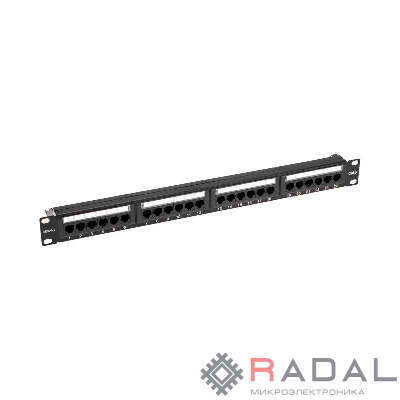Панель коммутационная с кабельным органайзером 19дюйм 1U 24 порта UTP RJ-45 CAT 6 PRO Rexant 02-0231