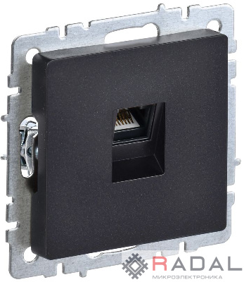 Розетка компьютерная СП RJ45 кат.5E BRITE РК10-БрЧ черн. IEK BR-K10-1-K02