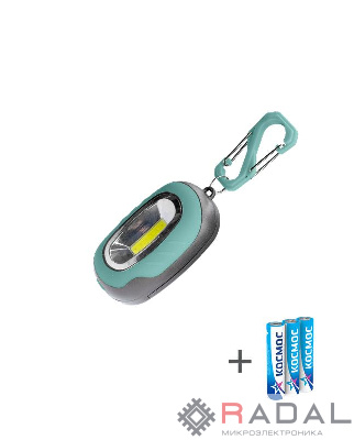 Фонарь-брелок походный кемпинг 1Вт COB LED 3xAAA (R03) корпус ABS-пластик магнит на корпусе карабин КОСМОС KOC206B