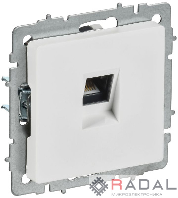 Розетка компьютерная СП BRITE РК11-БрАБ RJ45 кат.6 механизм арктич. бел. IEK BR-K10-2-K91