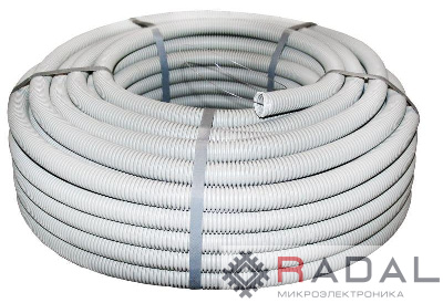Труба гофрированная ПВХ d25мм с протяжкой сер. (уп.50м) Plast PROxima EKF tg-z-25