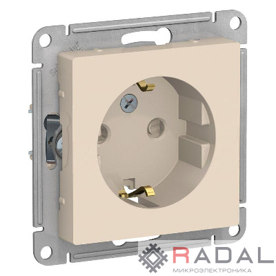 Механизм розетки 1-м СП AtlasDesign 16А IP20 с заземл. защ. шторки беж. SchE ATN000245