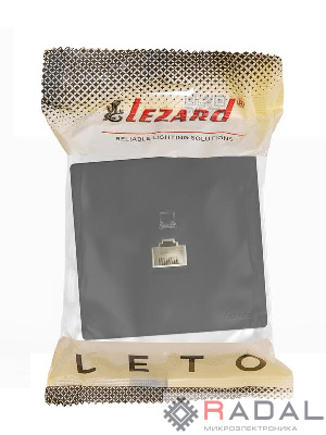 Розетка компьютерная 1-мест. RJ45 LETO черн. бархат LEZARD 752-4200-139