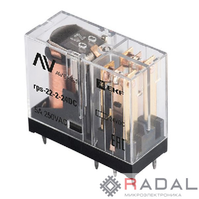 Реле промежуточное РП slim 22/2 5А 24В DC AVERES EKF rps-22-2-24DC