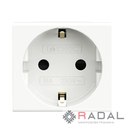 Розетка 1-м СП 2мод. Viva 16А IP20 2Р+Е с заземл. защ. шторки бел. DKC 45005