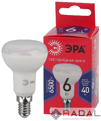 Лампа светодиодная RED LINE LED R50-6W-865-E14 R 6Вт R50 рефлектор 6500К холод.бел. E14 Эра Б0045335