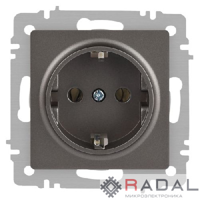 Розетка 1-м СП Accent 6-202-09 16А IP20 250В 2P+E Schuko титан Intro Б0063701