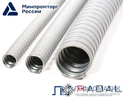 Металлорукав в ПВХ изоляции МРПИ НГ 18 d18мм без протяжки сер. (уп.50м) ГОФРОМАТИК zeta41923