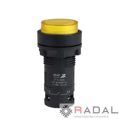 Кнопка с подсветкой OptiSignal Compact D22 С7-PL-M510 желт. 1НО 230В AC XB7NW35M1 КЭАЗ 362102