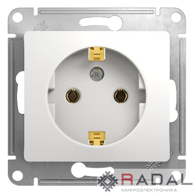 Механизм розетки 1-м СП Glossa 16А IP20 с заземл. бел. SchE GSL000143