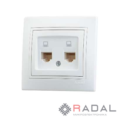 Розетка компьютерная 2-м СП Мира RJ45 бел./бел. Lezard 701-0202-141
