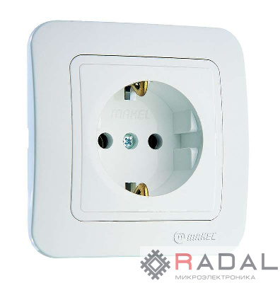 Розетка 1-м СП Lillium 16А IP20 с заземл. бел./бел. Makel 70028