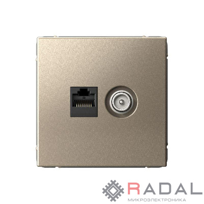 Розетка компьютерная + телевизионная 2-м ArtGallery RJ45 + TV кат.5E шампань SE GAL000589