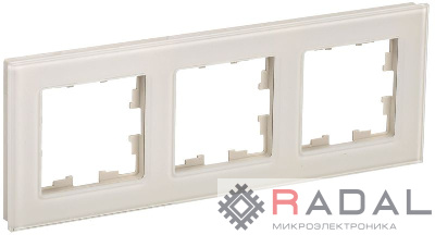 Рамка 3-м BRITE РУ-3-2-БрВа стекло ванильн. IEK BR-M32-G-K10