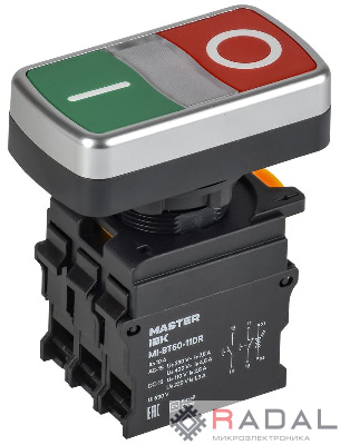 Кнопка "I-O" d22мм 1НО+1НЗ MASTER с подсветкой IEK MI-BT60-11DR-3-11-K51