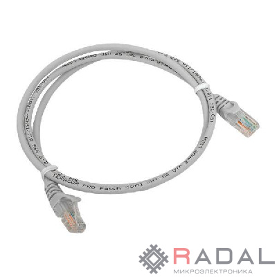 Патч-корд кат.5e неэкранированный UTP оболочка LSZH сер. (1.0м) TeraLINK PRO EKF TRP-5EUTP-LSH-1M-GY