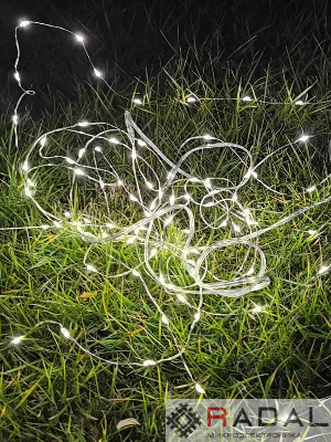 Гирлянда светодиодная 100LED 10м на солнечной батарее аккумулятор NI-MH 300мА.ч КОСМОС KOC_SOL197