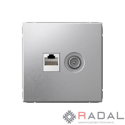 Розетка компьютерная + телевизионная 2-м ArtGallery RJ45 + TV кат.5E алюм. SE GAL000389