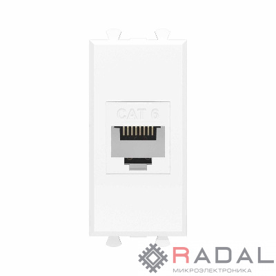 Розетка компьютерная 1мод. Avanti "Белое облако" RJ45 кат.6 без шторок модульная механизм DKC 4400691