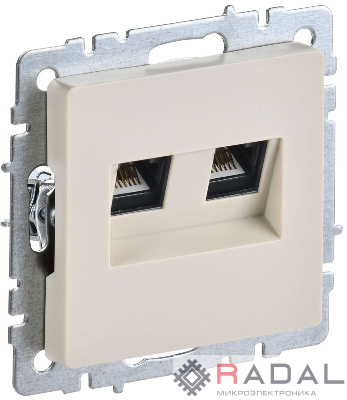 Розетка компьютерная двойная СП RJ45 кат.5E BRITE РК10-2-БрКр беж. IEK BR-K20-1-K10